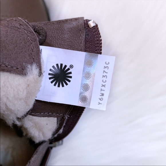 UGG Jaidyn Grizzly Leather Cozy Combat Boots - Picture 9 of 9